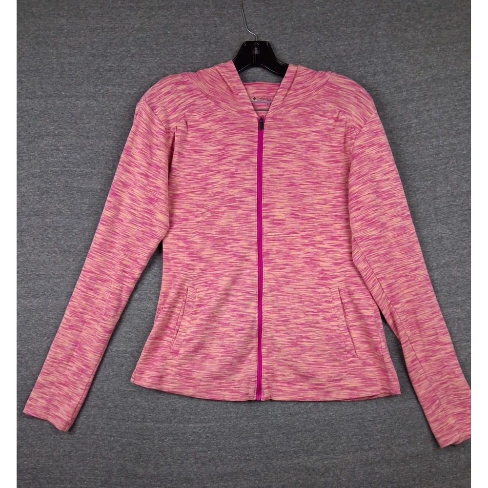 Columbia Womens Jacket M‎ Pink Full Zip Hooded Gorp PNW Casual Hiking Camping